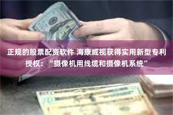 正规的股票配资软件 海康威视获得实用新型专利授权：“摄像机用线缆和摄像机系统”