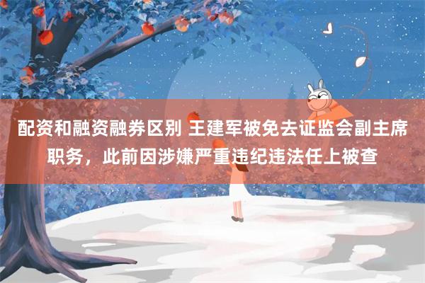 配资和融资融券区别 王建军被免去证监会副主席职务，此前因涉嫌严重违纪违法任上被查
