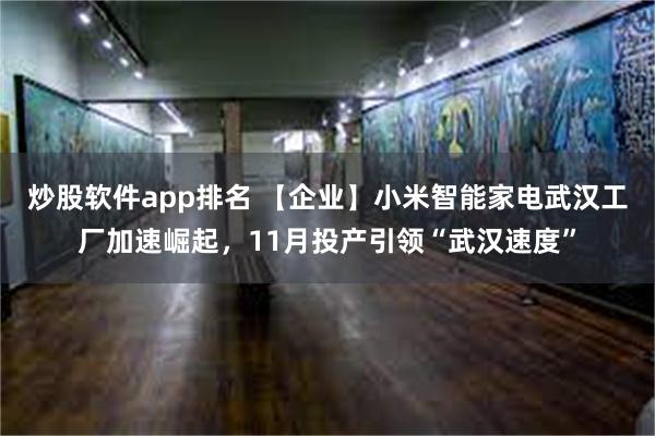 炒股软件app排名 【企业】小米智能家电武汉工厂加速崛起，11月投产引领“武汉速度”