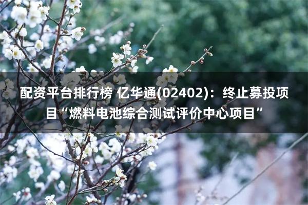 配资平台排行榜 亿华通(02402)：终止募投项目“燃料电池综合测试评价中心项目”