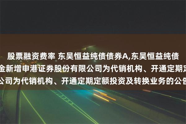 股票融资费率 东吴恒益纯债债券A,东吴恒益纯债债券C: 关于旗下部分基金新增申港证券股份有限公司为代销机构、开通定期定额投资及转换业务的公告