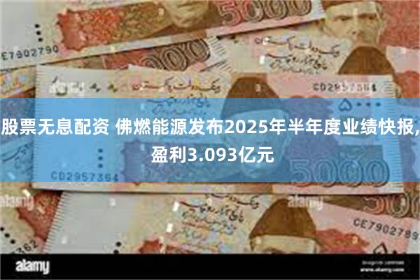 股票无息配资 佛燃能源发布2025年半年度业绩快报, 盈利3.093亿元