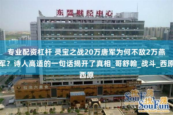 专业配资杠杆 灵宝之战20万唐军为何不敌2万燕军？诗人高适的一句话揭开了真相_哥舒翰_战斗_西原