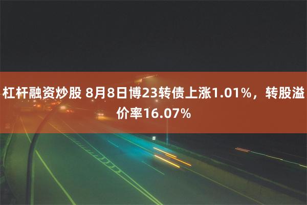 杠杆融资炒股 8月8日博23转债上涨1.01%，转股溢价率16.07%